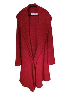 XL Soft Alpaca Blend Maxi Knit Cardigan Jacket Red Boho 3 Season Shawl Collar